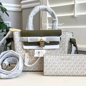🔥Stunning! Michael Kors Hamilton Belt Small Logo Set